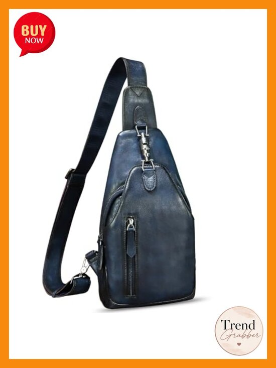 Genuine Leather Sling Bag Crossbody Chest Purse Vintage Handmade Backpack